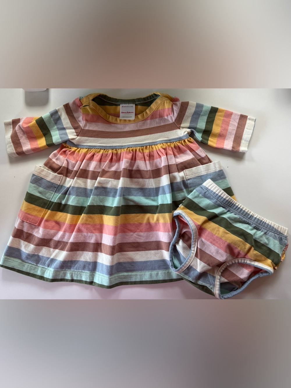 Hanna Andersson Striped Dress & Bloomer Set - Rainbow Pastels